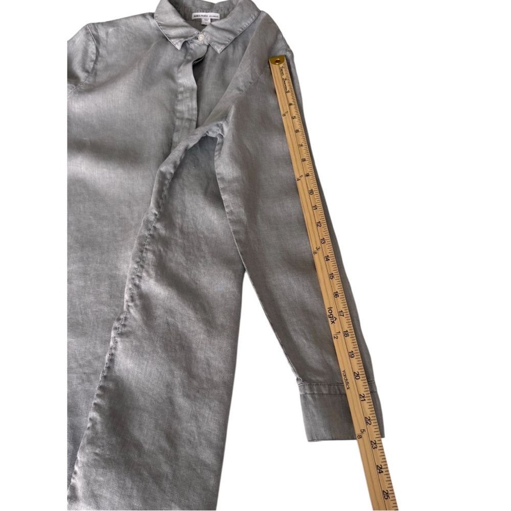 James Perse Linen Long Sleeves Button-Up Mini-Shirt Dress Sz 1 (S} - Picture 7 of 10